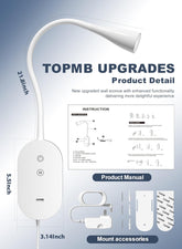 Wall sconce with dimensions and product manual on a light blue background